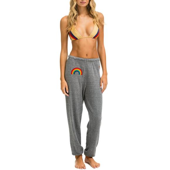 NEW AVIATOR NATION rainbow embroidery sweatpant in heather grey - Picture 3 of 3